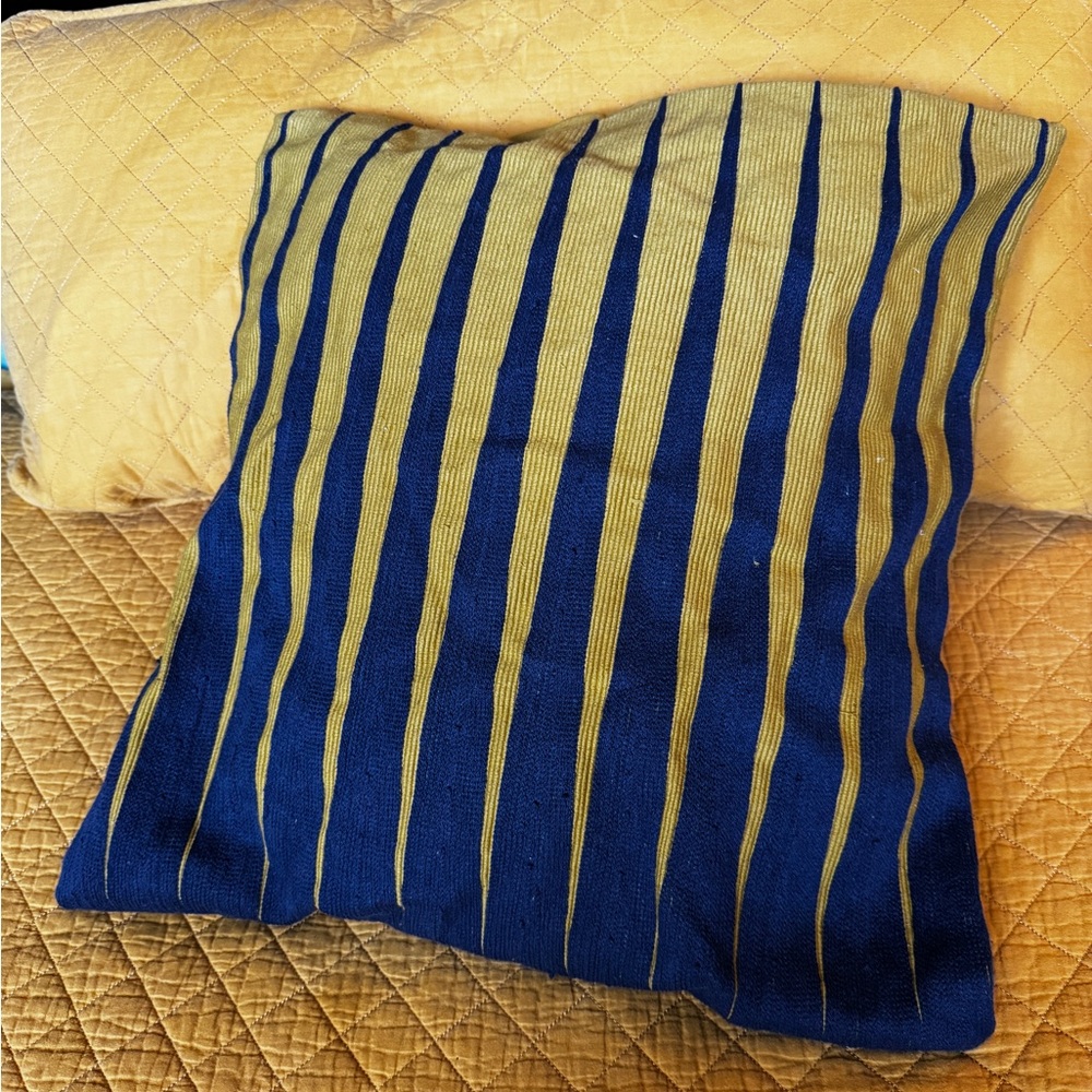 West Elm Striped Blue and Yellow Pillow covers (2)